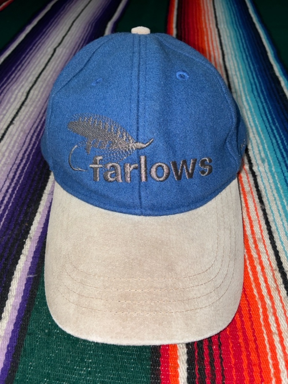 Farlows Fly Fishing Hat Blue Strapback Dad Cap